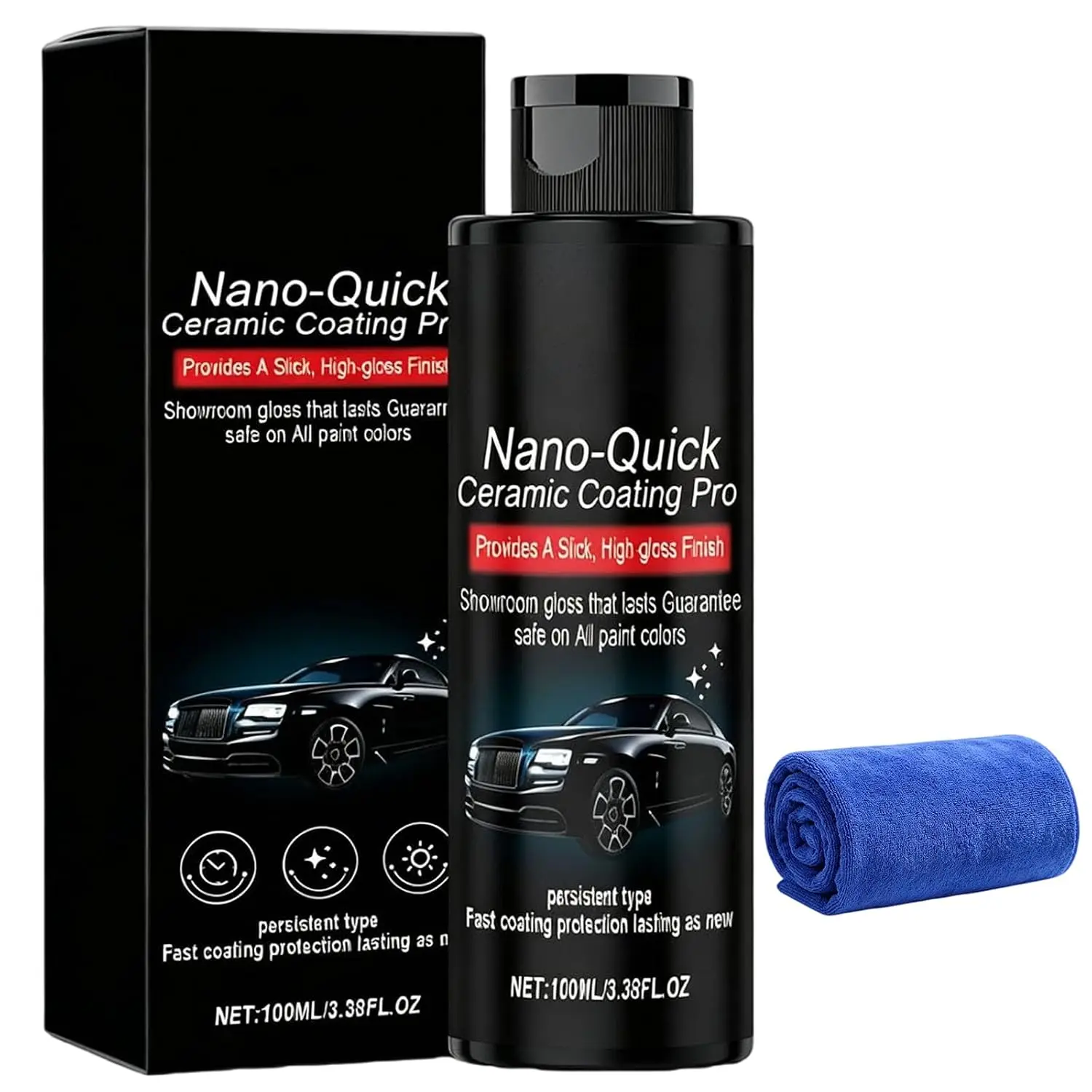 3.38fl.oz Nano Quick Ceramic Coating for Dust-Proof Glass Lasting Luster Nano-Quick Ceramic Coating Pro Agent for Car Paint