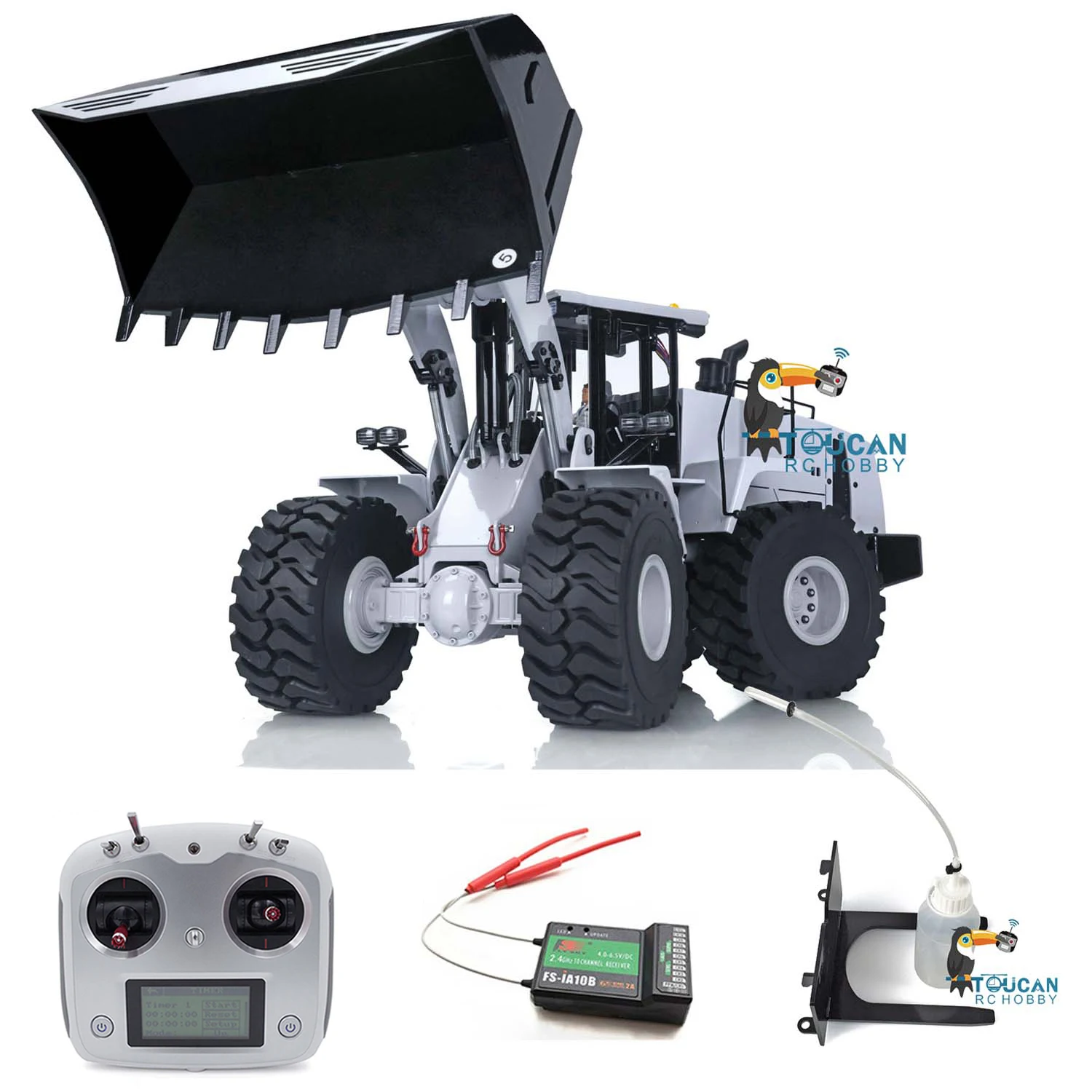 XDRC 1/14 Metal RC Hydraulic Loader Remote Control Truck Car FS I6S ESC Servo Lights Outdoor Toys For Boys Gift TH18404-SMT6