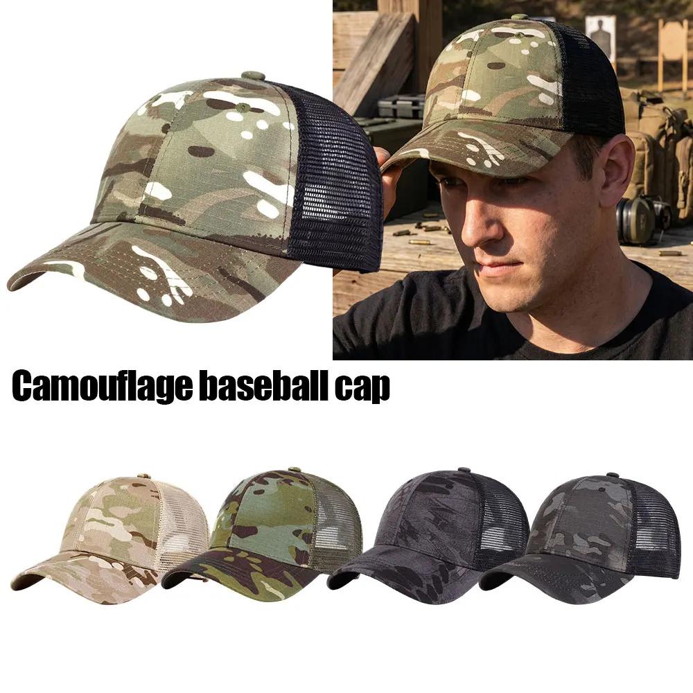 Gorra de béisbol de camuflaje para hombre, gorra de béisbol de camuflaje militar, gorra táctica transpirable para actividades al aire libre