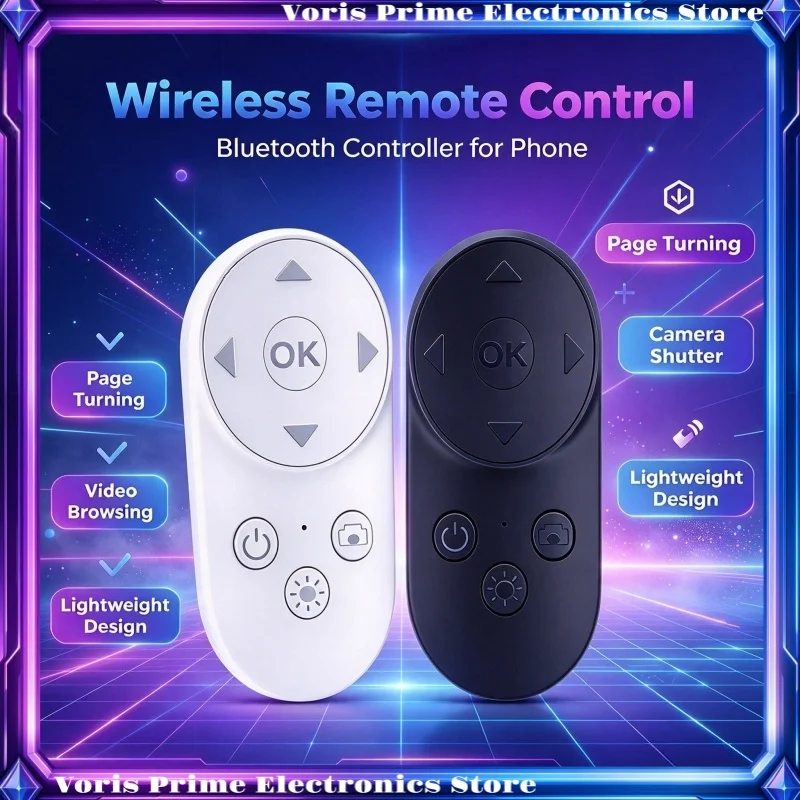 Universal Bluetooth Remote Control For Phone Selfie Video Scrolling E Book Page Turner Compatible For Ios Android