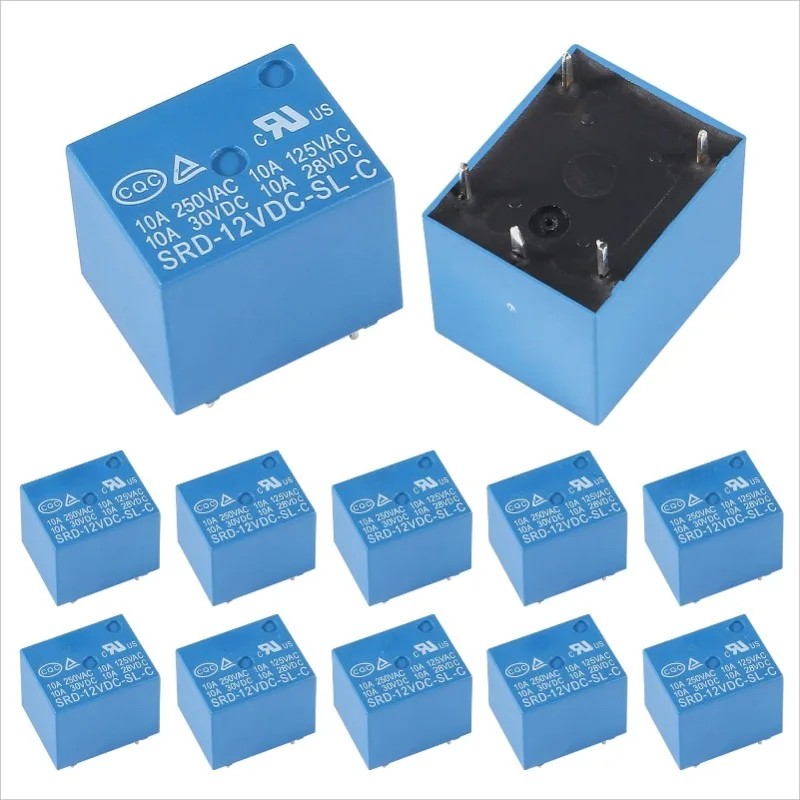 5 pcs SRD-05VDC-SL-C to SRD-24VDC-SL-C, 5-pin, 5V DC to 24V DC power relay PCB