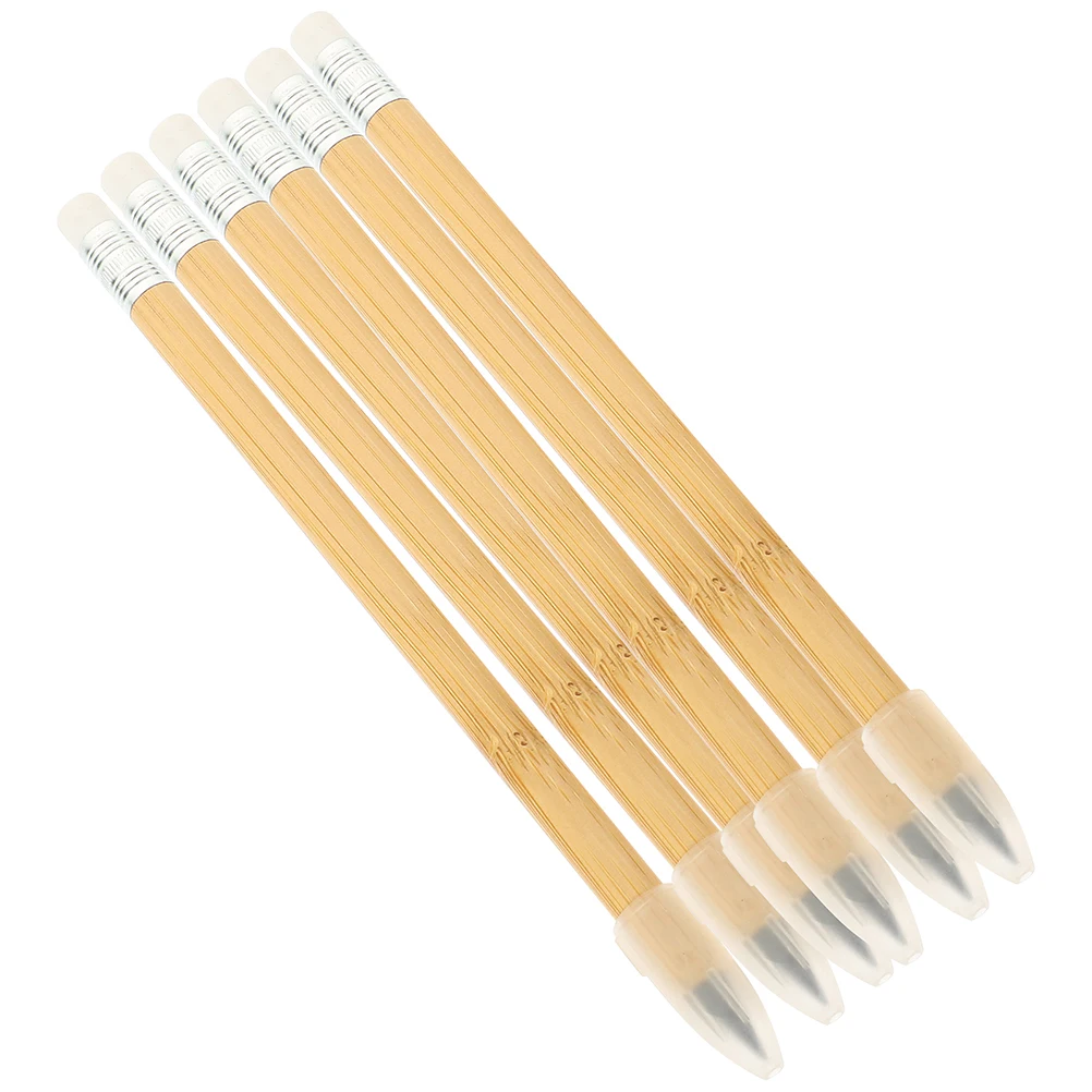6 Pcs Bamboo and Wood Pole Pencil Student Inkless Pencils Drawing Erasable Sketch Unique Artist Small