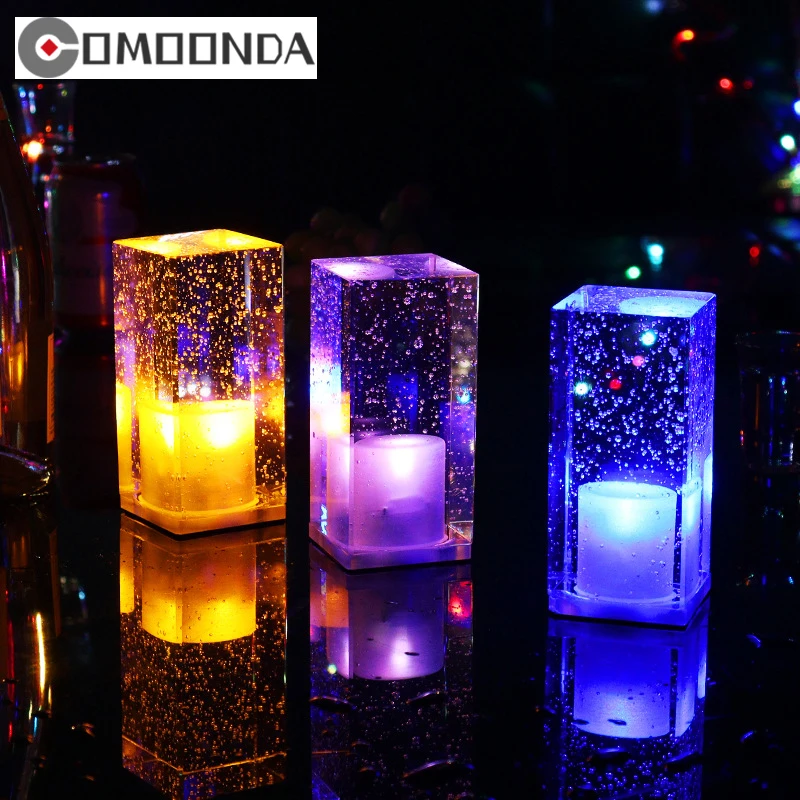 Design Bar Decor Table Lamp Rectangle Crystal Body Bubble Interior Atmosphere Night Light Rechargeable Creative Lamp With Switch