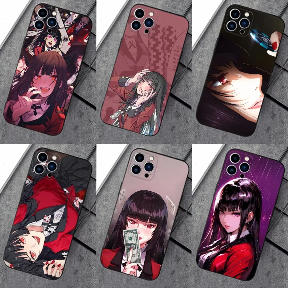 

Kakegurui Anime Jabami-Yumeko Phone Case For iPhone 16,15,14,13,12,11 Plus,Pro Max,XS,X,XR,SE,Mini,8,7，Soft Silicone Black Cover