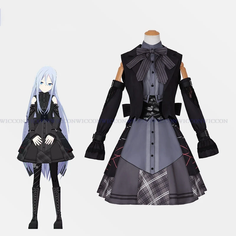 

Project Sekai Asahina Mafuyu Yoisaki Kanade Cosplay Costume Wig Game Anime Cosplay Halloween Party Girls Lolita Dress Black Set