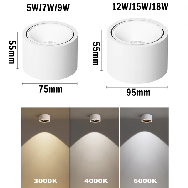 Surface-mounted downlights, anti-glare ultra-thin LED spotlights, living room ceiling lights, bedroom and study 110V/220V 5W7W 6 Surface-mounted downlights, anti-glare ultra-thin LED spotlights, living room ceiling lights, bedroom and study 110V/220V 5W7W 6