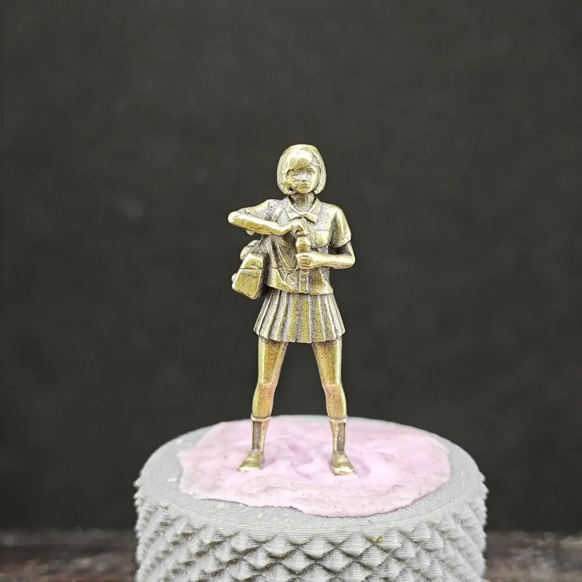 Brass Miniature Sister Collectible Decor for Miniature Landscape Sandtable & Home Desktop Ornament