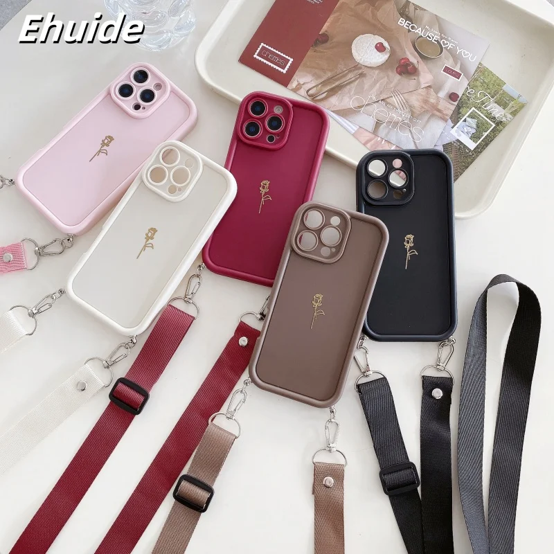 Rosen-Riemenhülle für Samsung Galaxy A56 A36 A16 A26 A17 A55 A35 A15 A54 A34 A14 – Modische Crossbody-Lanyard-Hülle mit Kordel für Reisen, weiche Abdeckung – Detail 2