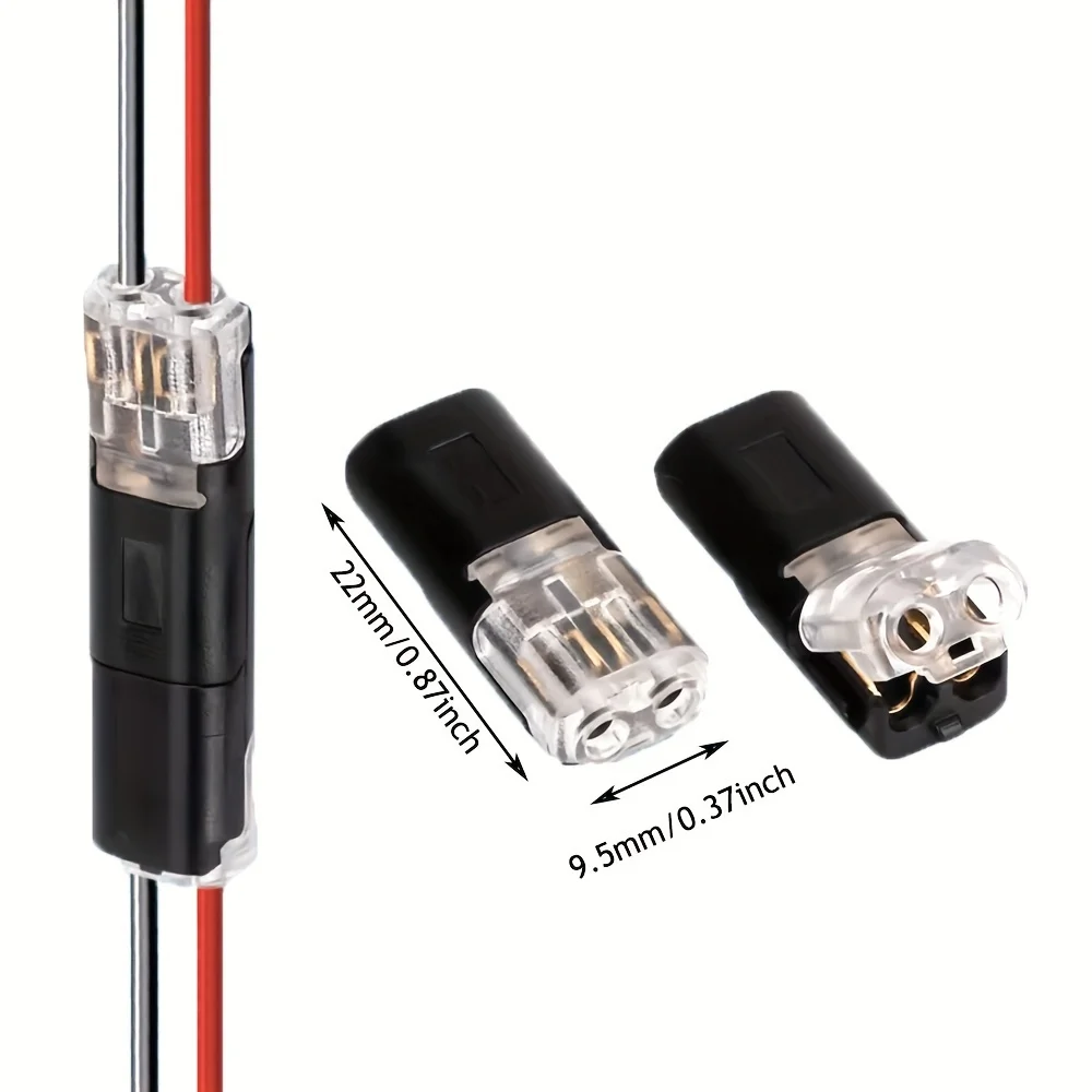 110pcs Boxed wire connect terminal connector, 2-pin Bidirectional Plug-in Cable Buckle Connector DC Lock Cover Suitable LED