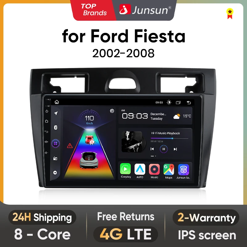 Junsun V1 AI Voice Wireless CarPlay Android Auto Radio for Ford Fieasta 2002-2008 4G Car Multimedia GPS 2din