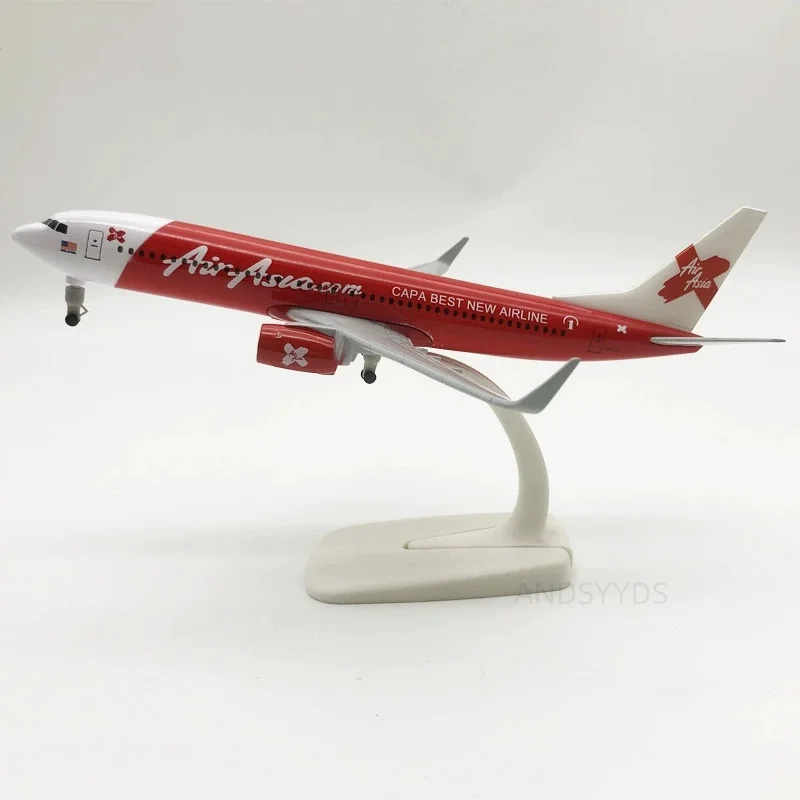 

Игрушечные самолеты B737 Air Asia Airways, модель самолета, масштаб 1:400, 20 см, реплика из сплава металла, модель, украшение с шасси