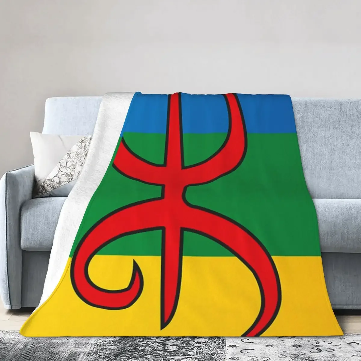 

Amazigh Flag Berber Flag Blankets Soft Warm Flannel Throw Blanket Plush for Bed Living room Picnic Travel Home Sofa