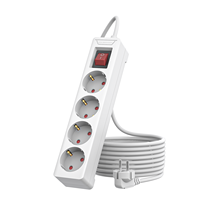 4 Outlet EU Surge Protector Power Strip 1.5m Extension Cord AC Plug Socket Adapter 4 Socket Adapter with Overload Protection