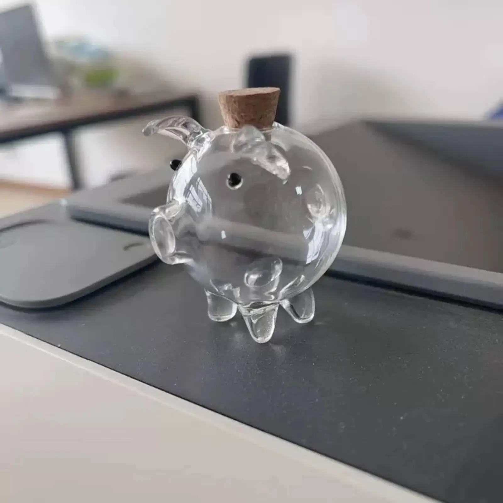 Glass Piggy Bank Mini Money Saver Transparent Coin Storage Cute Pig Shaped Jar for Small Items Jewelry Valentine Day Couples