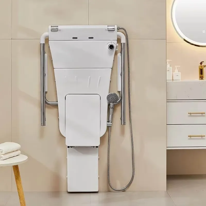 Foldable Shower Chair for Elderly Stainless Steel Frame Plastic Seat Bathroom Safety Stool Non Slip Bath Bench for Seniors