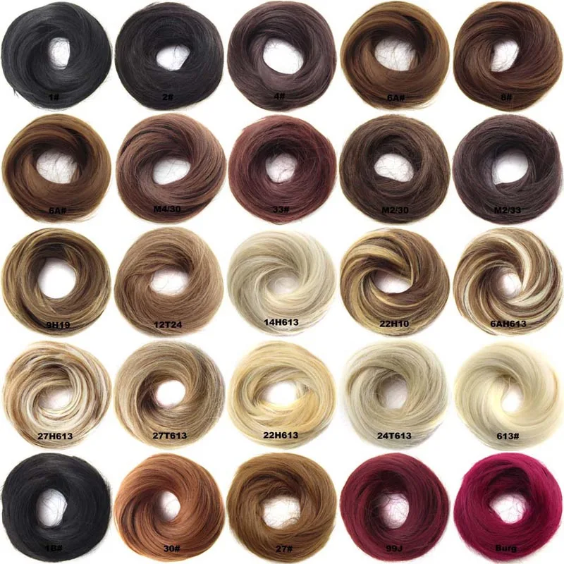 Straight Hair Bun Extensions Donut Chignon Short Ponytail Messy Bun Synthetic Hairpieces Elastic Easy Scrunchies For Girls