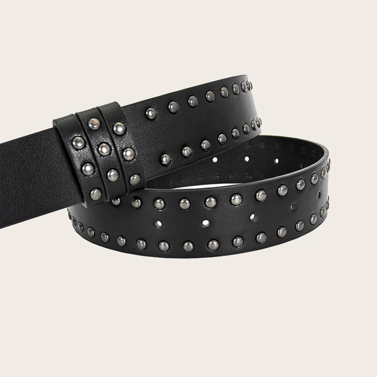 Y2K Punk Cow Print Studded Belt for Women Men Hip Hop Gothic Belt Streetwear Accessory