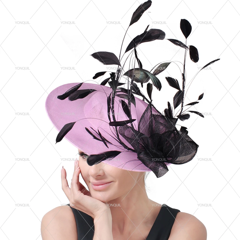 Damen Party Großer Zylinder 30 CM Größe Deby Cocktail Damen Chapeau Kappe Braut Hochzeit Fascinator mit Blumen Haaraccessoires – Detail 4