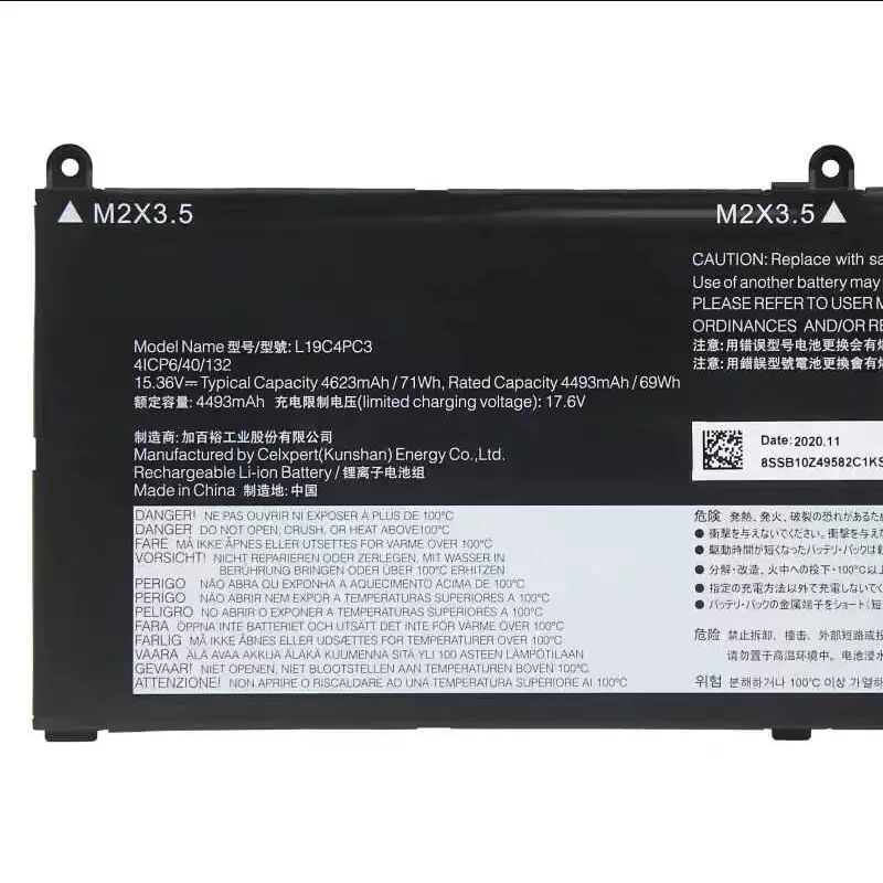 

Laptop Battery L19C4PC3 ​L19M4PC3 5B10Z49581 SB10Z49582 For Legion R9000X Y9000X 2021/S7-15IMH5 Series 15.36V/71Wh/4623mAh