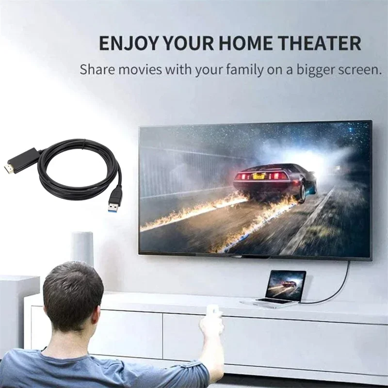 NEW USB3.0 to HDMI Cable USB 3.0 HDMI Converter For Lenovo ASUS Laptop PC Adapter 1.8m 1080P Projector Video Monitor Cable