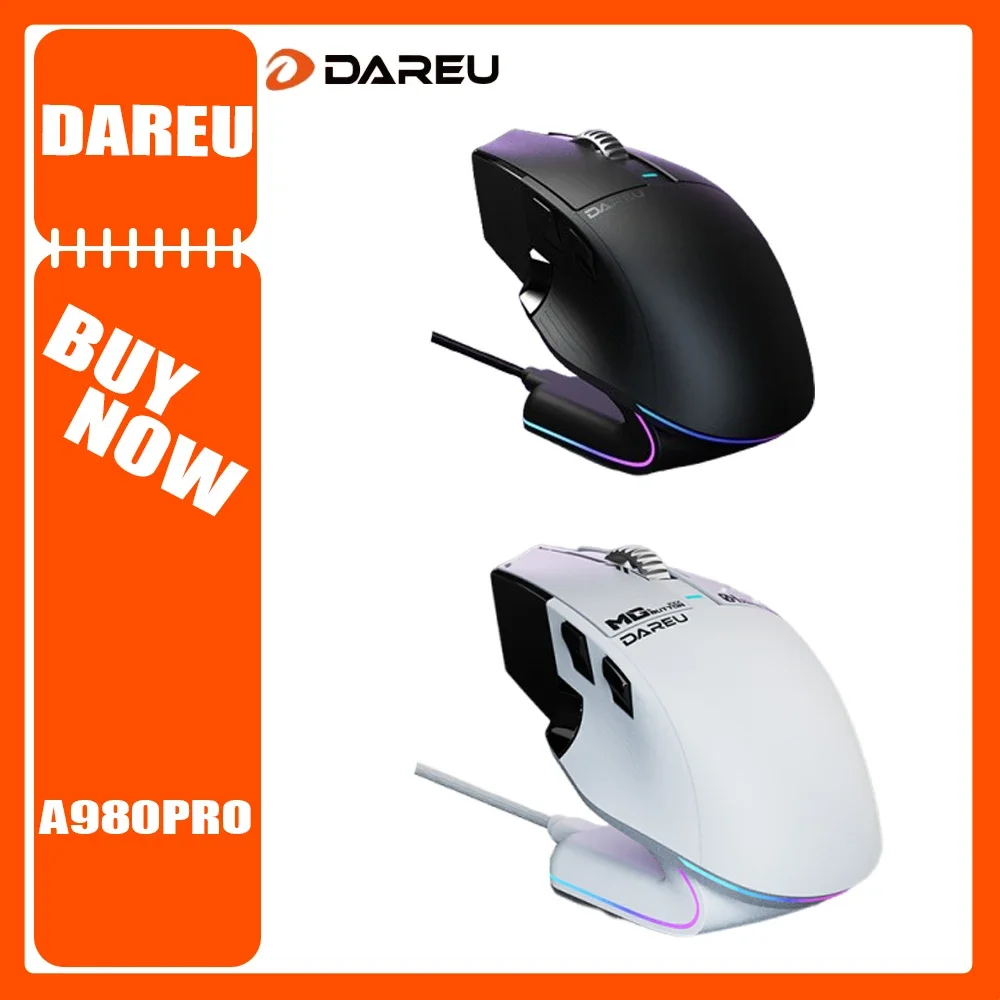 DAREU A980pro Mouse Electric Engine Edition 8K Nearlink Customized P3950 Sensor Wireless Gaming Mouse Three Mode RGB PC Game