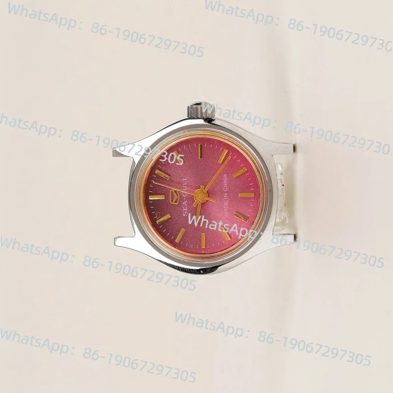 

Винтажные серебряные часы Tianjin Factory Seagull с круглым красным лицом и белым лицом, ручные механические женские часы