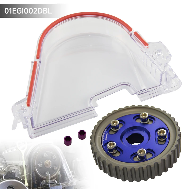 Clear Gear Timing Belt Cover +Cam Pulley Kit Fits for Honda Civic SOHC EK D15 D16 96-00 EG D16 VETC 92-95