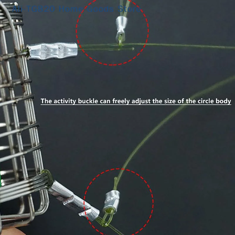 Stainless Steel Crab Catching Tool Steel Wire Fish Cage 8/12 Laps With Lines Crab Fishing Cages Lure Trap Feeder Crab Trap