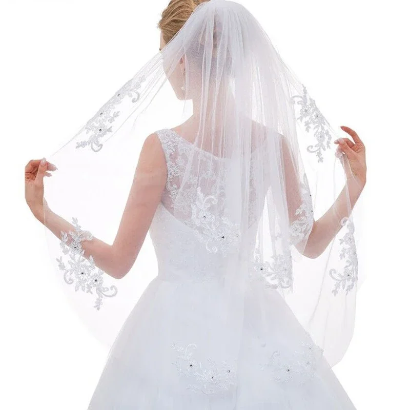 Hot Sale Women's Short Lace Wedding Bridal Veil With Comb