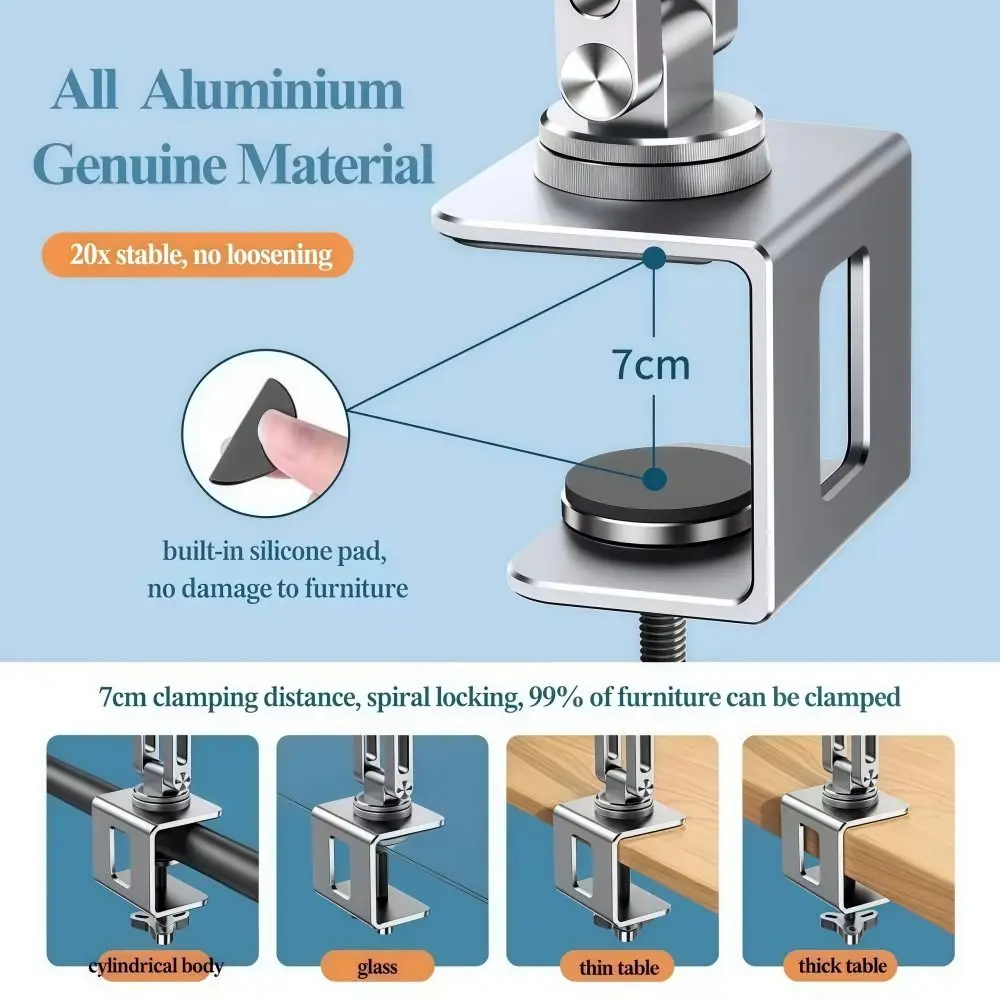 Sturdy 360°Rotatable Laptop Desk Mount Single Arm Aluminum Laptop Stand Foldable Adjustable Tablet Holder For 17