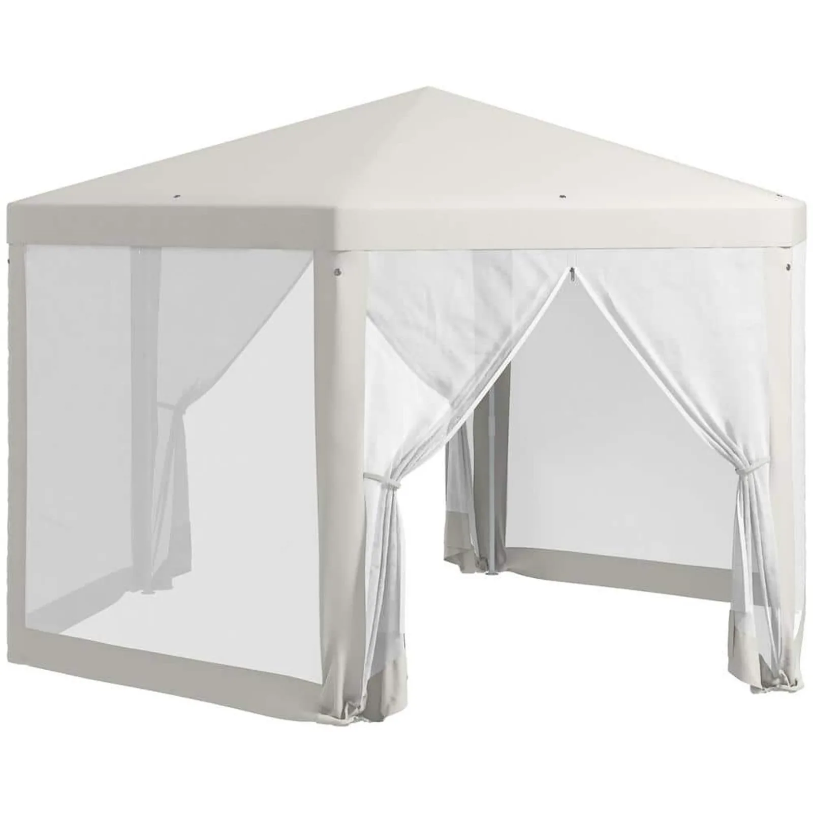 US 13 ft. x 11 ft. White Outdoor Party Tent, Hexagon Sun Shade Shelter Canopy Screen Sidewalls and 2 Zipped Doors