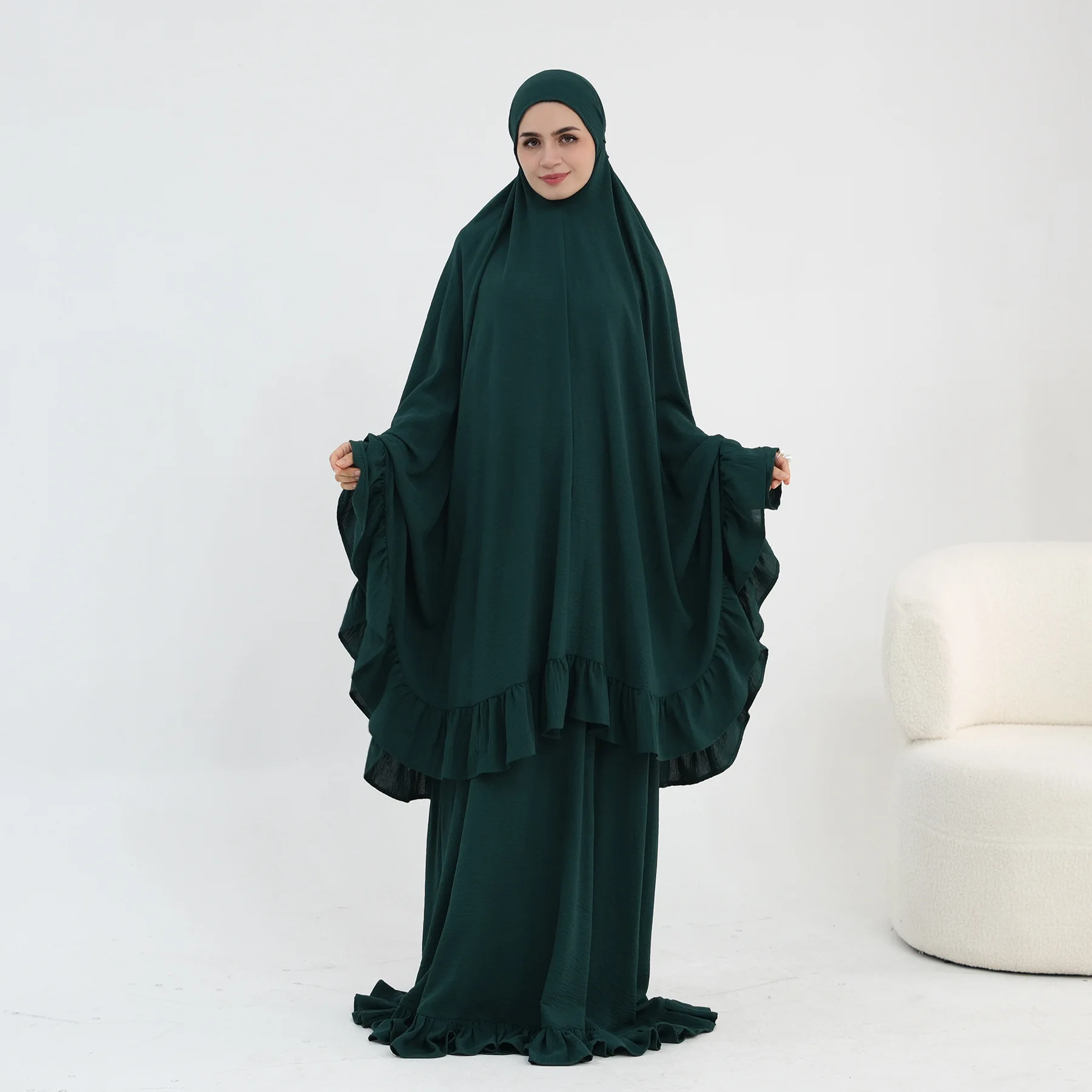 عباية سوداء أنيقة جديدة M/L فستان عالي الجودة مع حجاب عباية بأكمام طويلة ملابس إسلامية عباية نسائية