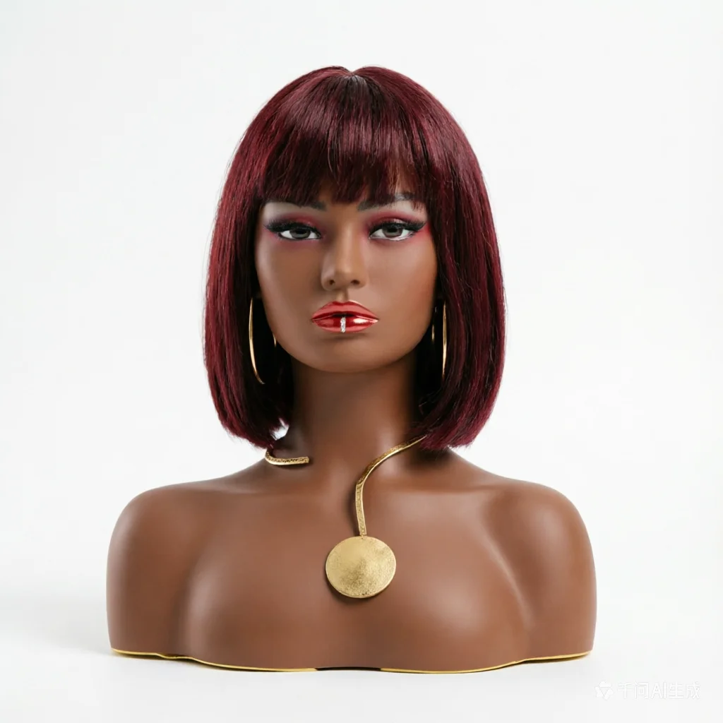 

Wig Display Stand Black Female Mannequin Head, Short Bob Wig Head Form for Styling, African American Manikin for Hair Salon
