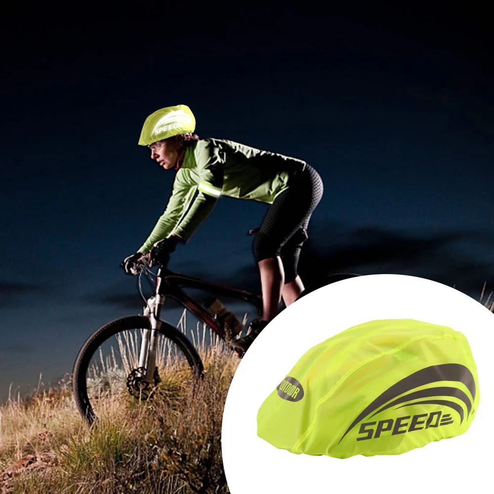 Copertura antipioggia per casco da bicicletta Copertura antipioggia impermeabile con strisce riflettenti Casco da mountain bike per casco da bicicletta