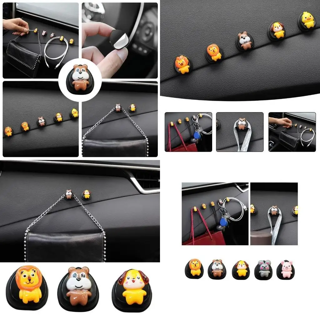 

02DE Mini Cartoon Hooks for Purse USB Cable Interior Holder