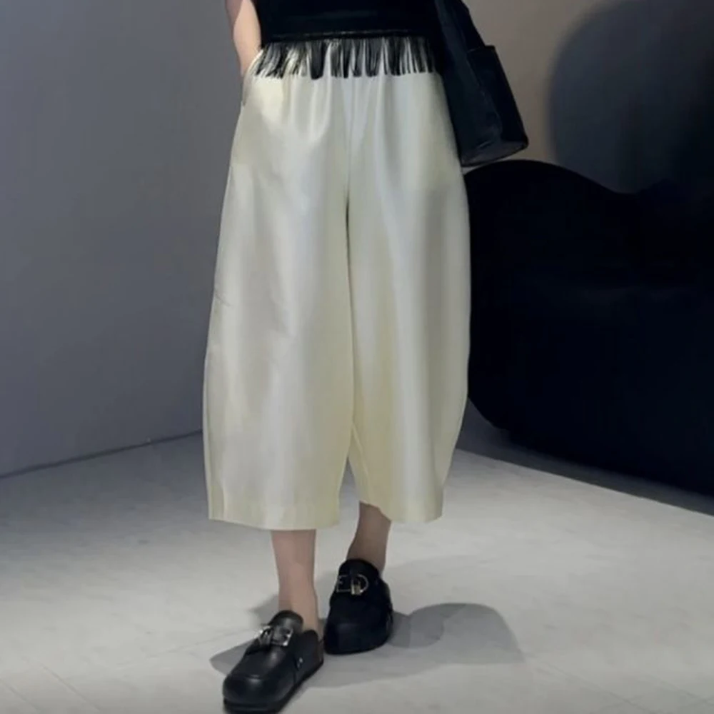 

Moon pants spring and summer high waist elastic satin profile cut loose casual pants sweatpants women