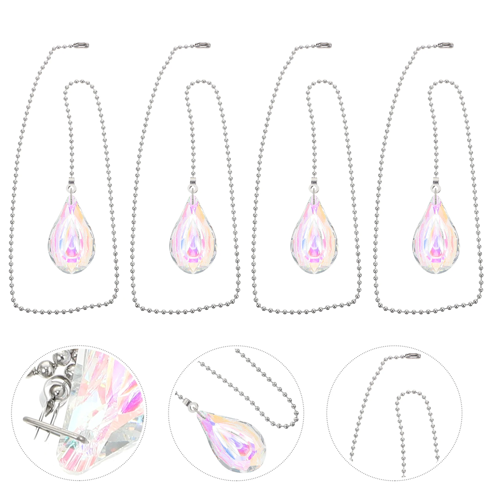 

4 Pcs Crystal Ceiling Lamp Pull Chains Durable Replacement for Bedroom Bedside Switch Fans Light Accessories DIY Project