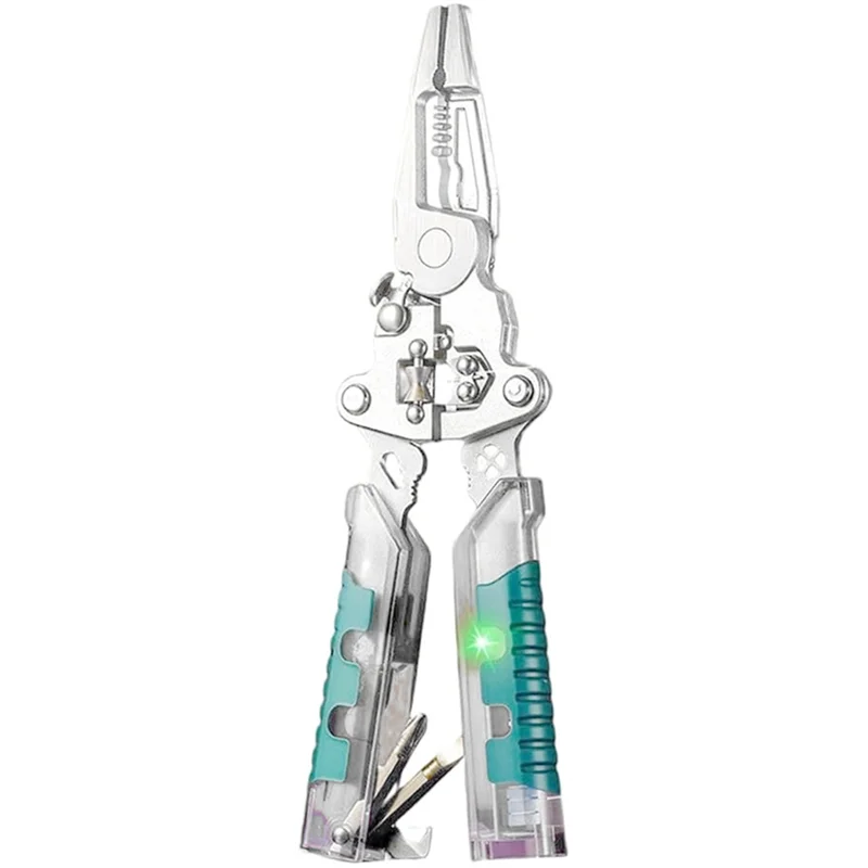 AB66-Folding Electrician Pliers With Screwdriver Wire Stripping Voltage Measurement And Wire Winding Features For Electrical