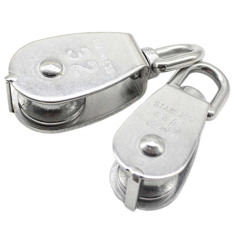 M15/M20/M25/M32 Single Pulley Block Stainless Steel Rotating Lifting Rope Pulley Lifting Wheel Tool