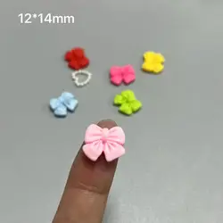 20Pcs Kawaii Small Dopamine Y2K Pink Purple Brown Blue Ribbon Bow Resin Accessories French Arylic Nail Art Decoration Charms