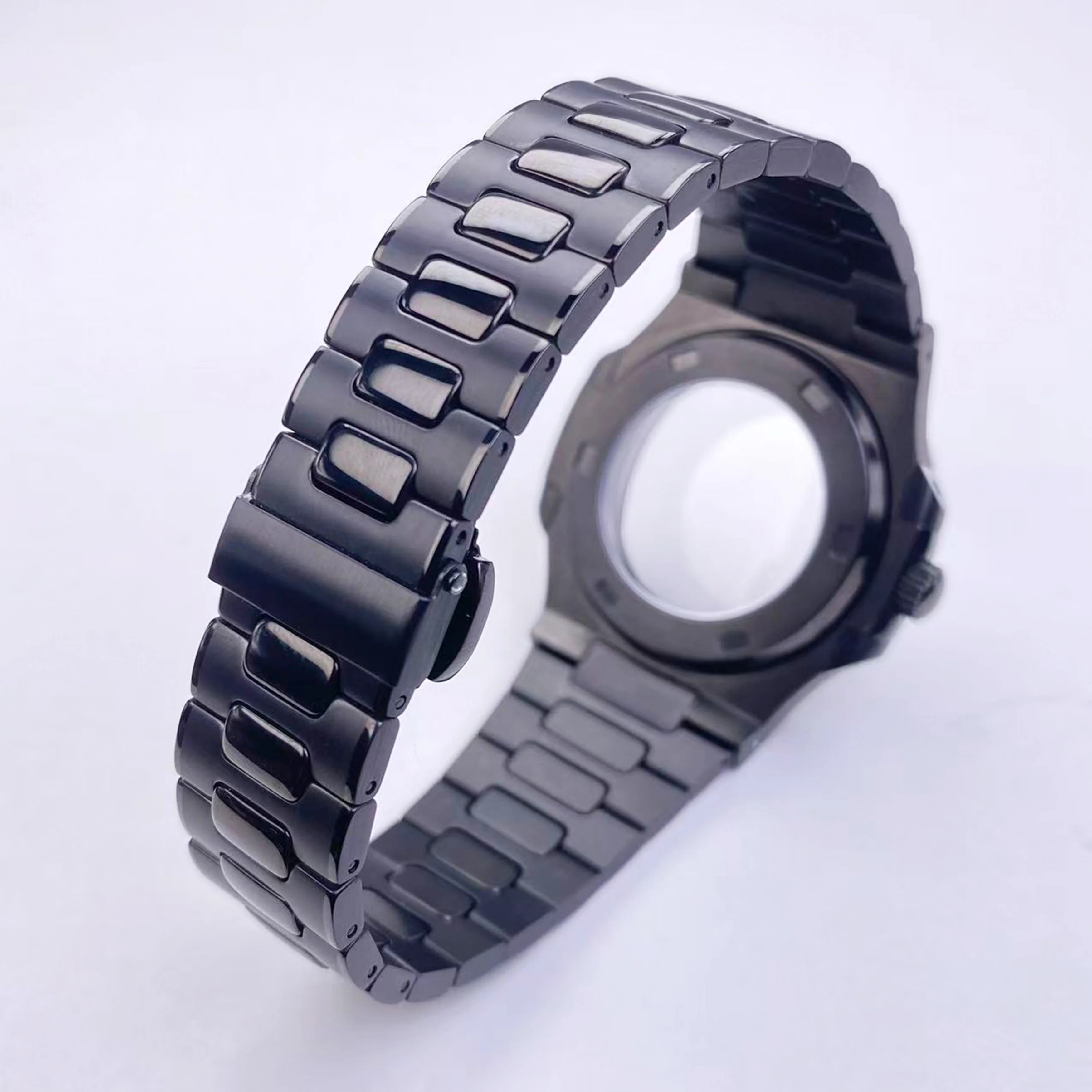 Boîtier de montre Spuare noir 40mm NH35, verre saphir pour Seiko Mod Nautilus nh35 nh36 nh38, mouvement 29.8mm, pièces de boîtier de montre