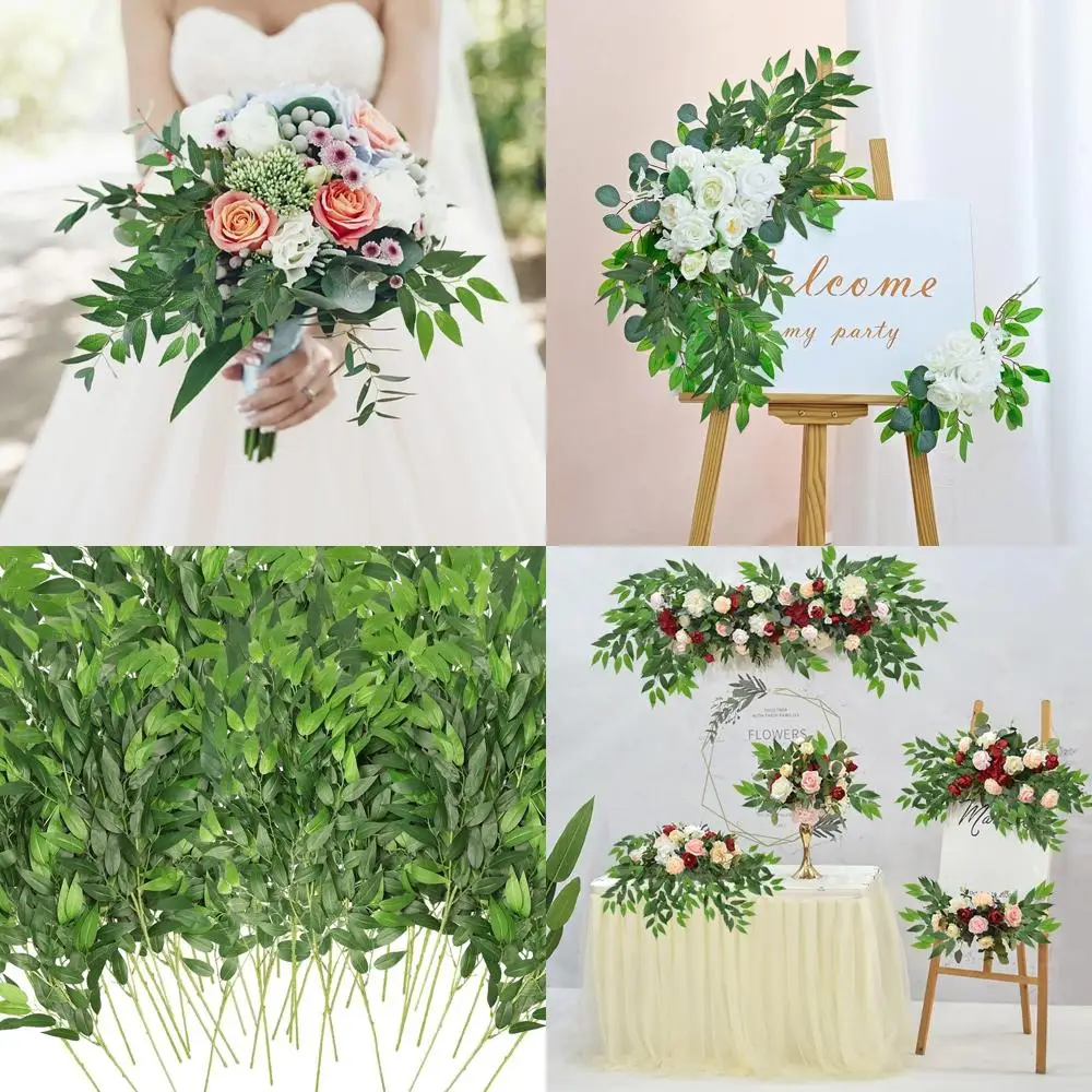 

Faux Green Leaf Garlands for Weddings, Home Decor, and Events (40 Pack)