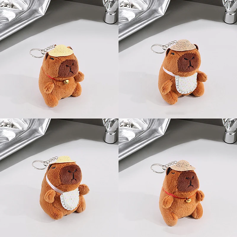 Cute Capybara Plush Doll Keychain Pendant Creative Cartoon Soft Fur Doll Backpack Pendant Car Key Ring Decoration Gift