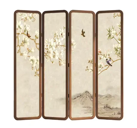 Folding mobile partition light brown 5 fans 225cm long and 180cm height