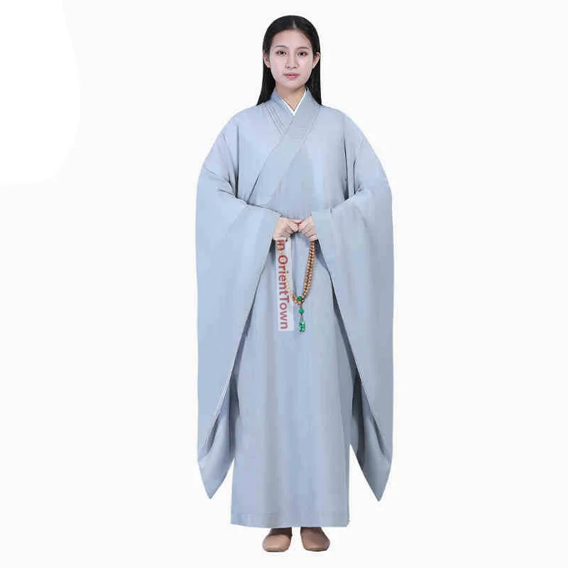 

Temple Monk Haiqing Buddhist Layman Clothing Summer Nunnery Taiwan Linen Yarn Wide Sleeves Robe Garment Asian Nun Thin Costume