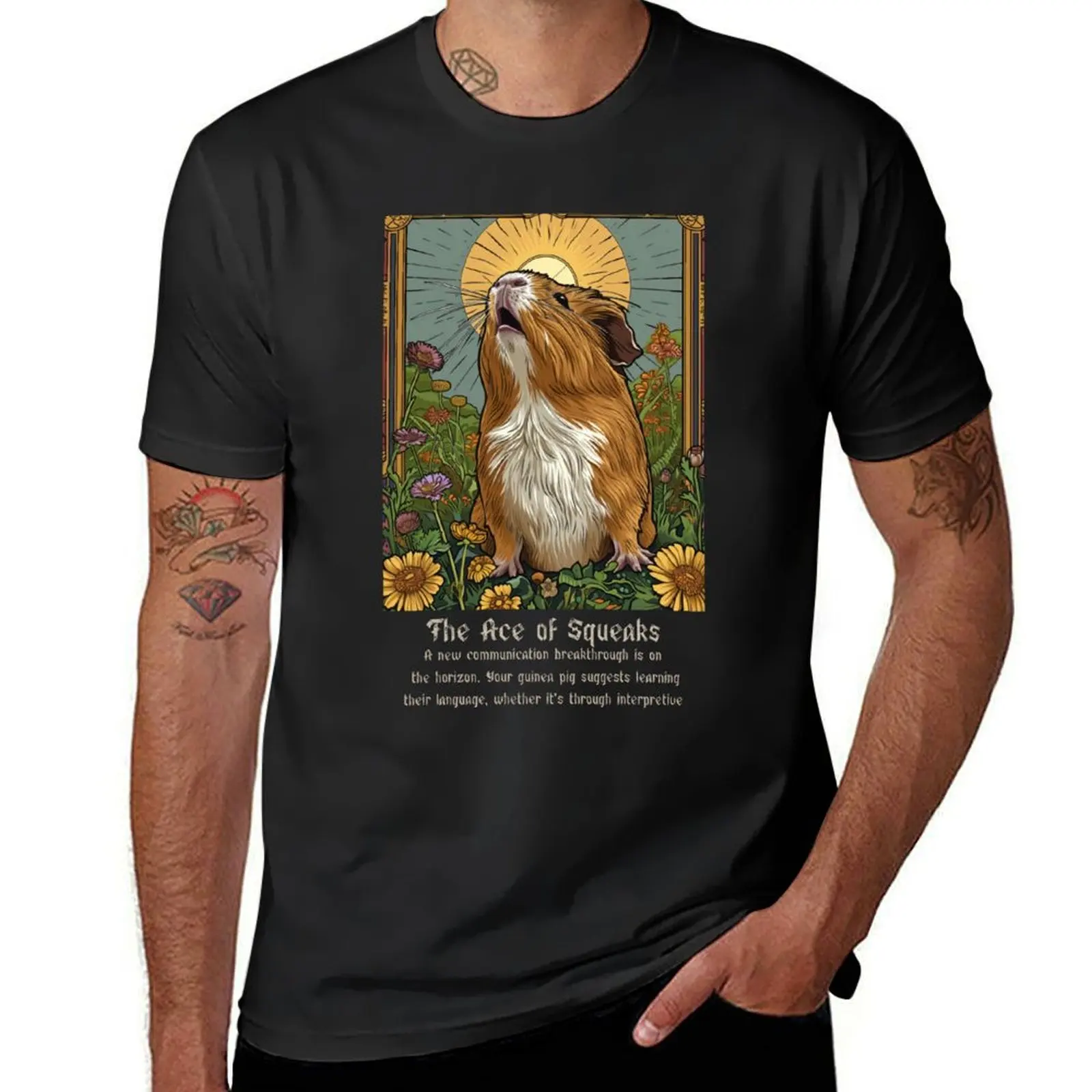 The Ace of Squeaks' Funny Guinea Pig Tarot T-Shirt new edition tees animal prinfor boys men clothings