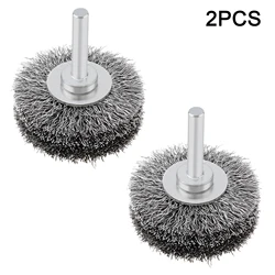 2pcs Wire Wheel Brush for Electric Drill Grinder Polishing Paint Rust Removal Steel 1/4Inch Shank Heavy Duty Wire Wheel Brush