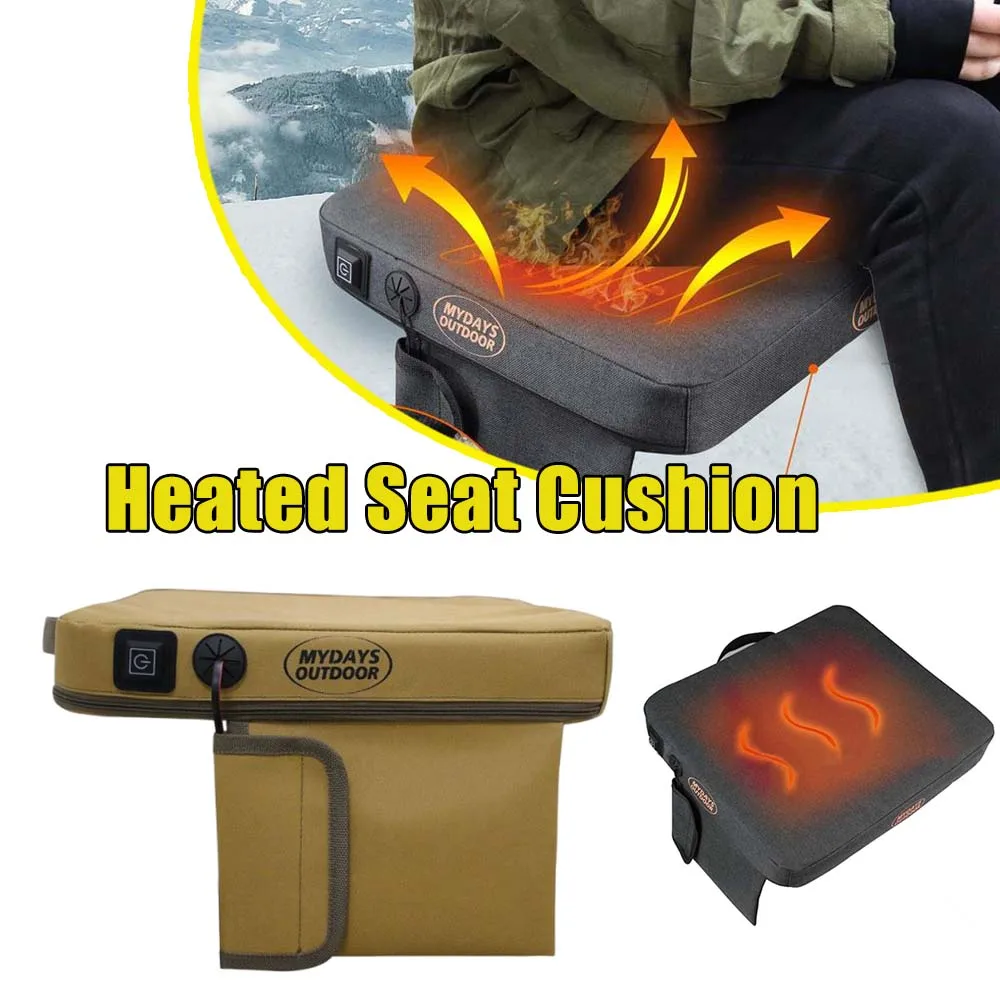 

Водонепроницаемая грелка, антихолодная подушка для сиденья, 3 уровня температуры, уличная скамейка для стадиона, зимний кемпинг, портативная подушка с подогревом