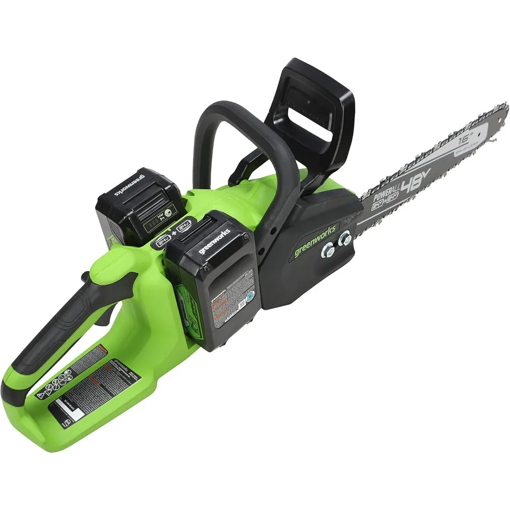 Бесщеточная аккумуляторная бензопила Greenworks, 48 В, двойная, 24 В — идеально подходит для резки деревьев, обрезки ветвей, обрезки и предварительной обработки дров