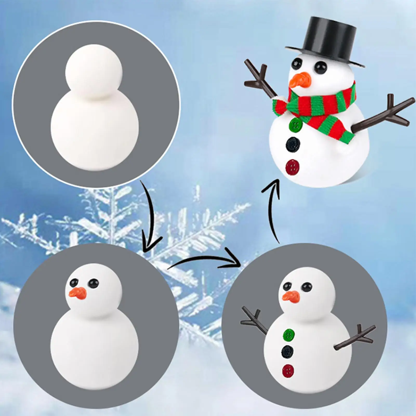DIY Snowman Making Kit Christmas Winter Activity Clay Modeling Set Kids Art Crafts Educational Toys for Children Classroom Home